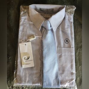 Pierre Cardin Dress Shirt and Tie Set in White and Blue